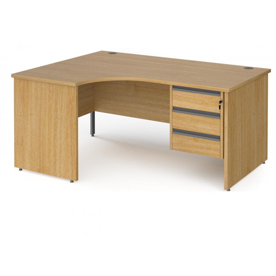 Harlow Panel End Ergonomic Desk with Three Drawer Pedestal